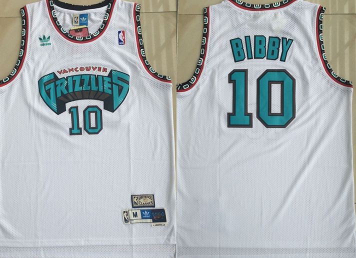 Men Memphis Grizzlies #10 Bibby White Throwback Adidas NBA Jerseys